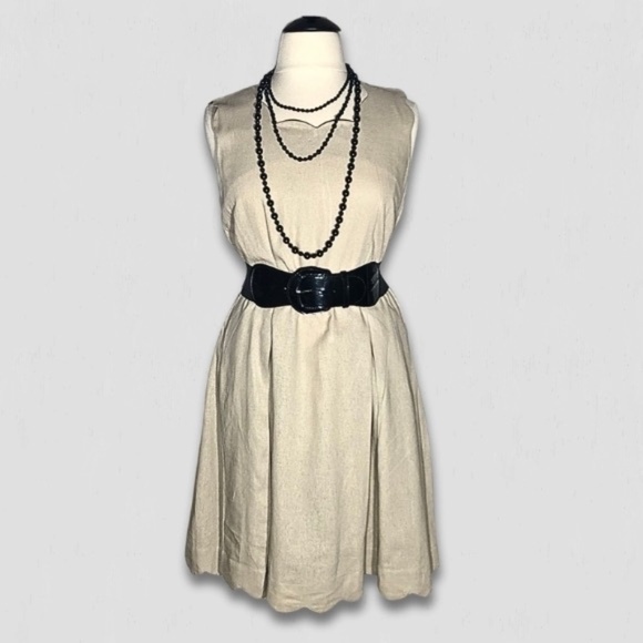 NWOT Sigrid Olsen Midi Dress Sleeveless Side Pockets Lightweight Fabric Beige XL - Picture 1 of 12